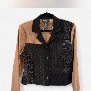 Positive Attitude Black and Tan Patchwork Blazer